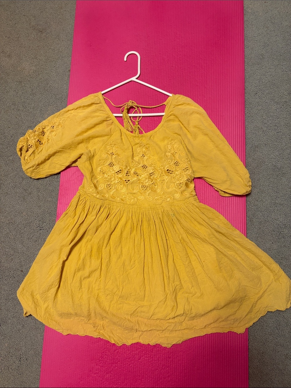Mustard Yellow Embroidered Boho Dress